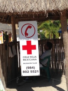 Red Cross phone number posted in Akumal